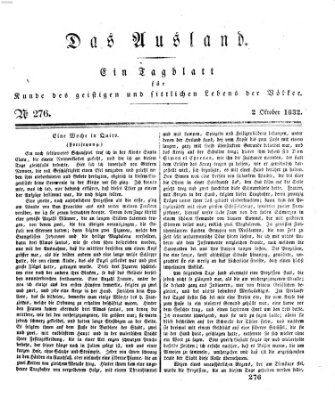 Das Ausland Dienstag 2. Oktober 1832