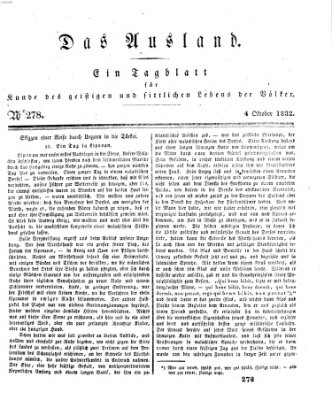 Das Ausland Donnerstag 4. Oktober 1832