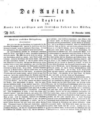 Das Ausland Montag 12. November 1832