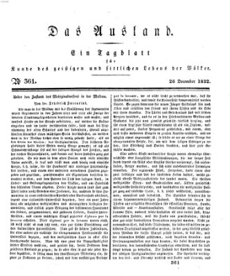 Das Ausland Mittwoch 26. Dezember 1832