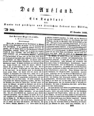 Das Ausland Donnerstag 27. Dezember 1832