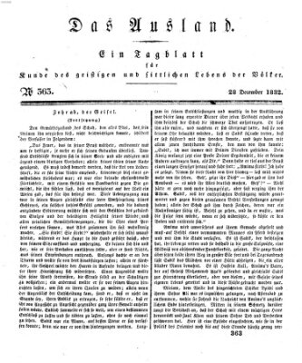 Das Ausland Freitag 28. Dezember 1832