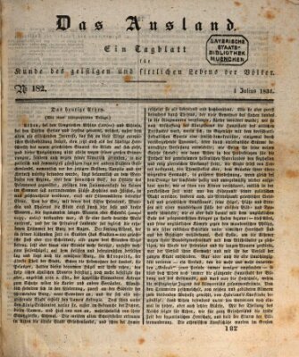 Das Ausland Dienstag 1. Juli 1834