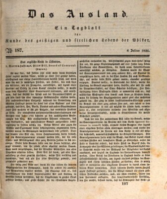 Das Ausland Sonntag 6. Juli 1834