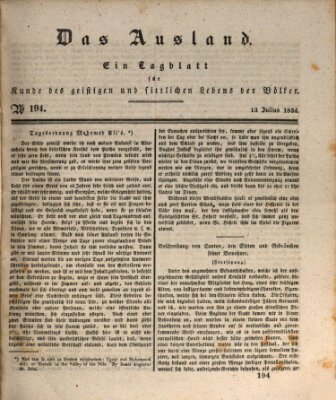 Das Ausland Sonntag 13. Juli 1834