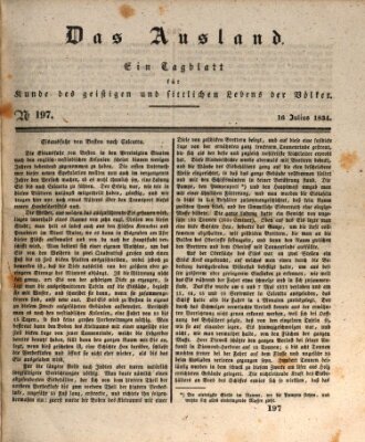 Das Ausland Mittwoch 16. Juli 1834