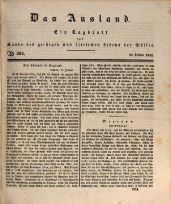 Das Ausland Mittwoch 23. Juli 1834