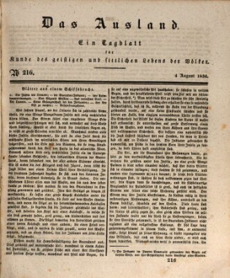 Das Ausland Montag 4. August 1834