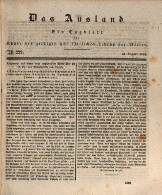 Das Ausland Sonntag 10. August 1834