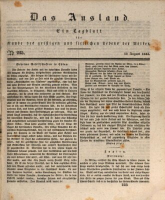 Das Ausland Mittwoch 13. August 1834