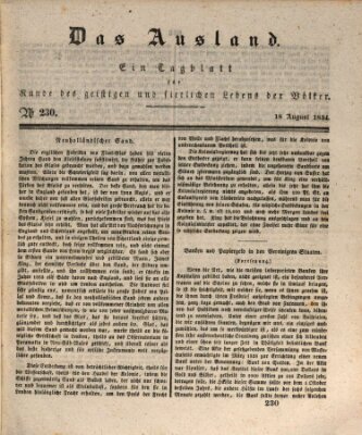 Das Ausland Montag 18. August 1834