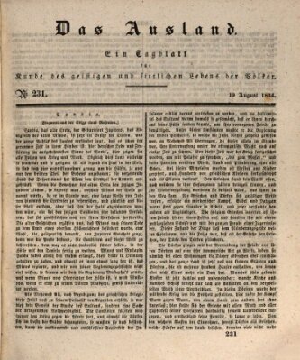 Das Ausland Dienstag 19. August 1834