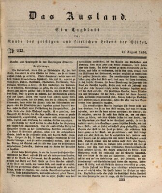 Das Ausland Donnerstag 21. August 1834