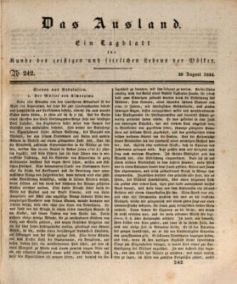 Das Ausland Samstag 30. August 1834