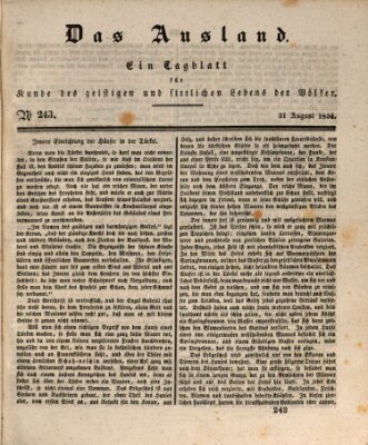 Das Ausland Sonntag 31. August 1834