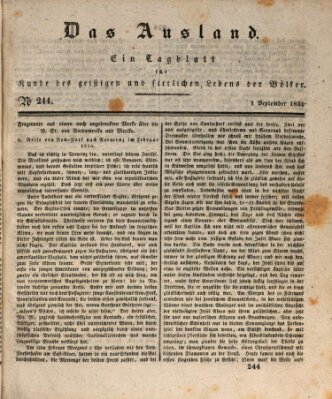 Das Ausland Montag 1. September 1834