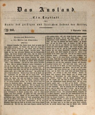 Das Ausland Dienstag 2. September 1834