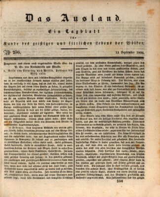 Das Ausland Samstag 13. September 1834