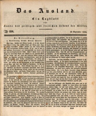 Das Ausland Dienstag 16. September 1834