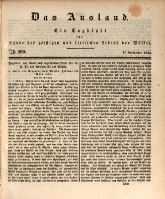 Das Ausland Mittwoch 17. September 1834