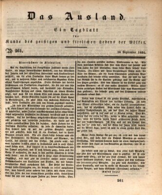 Das Ausland Donnerstag 18. September 1834