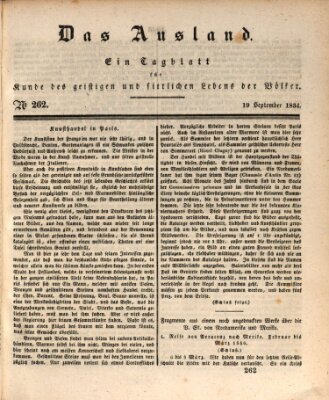 Das Ausland Freitag 19. September 1834