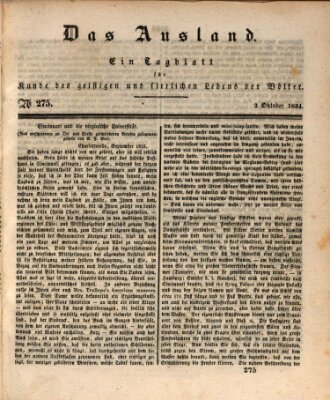 Das Ausland Donnerstag 2. Oktober 1834