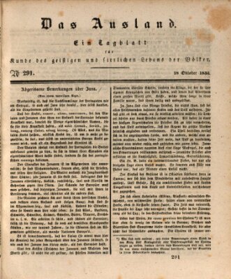 Das Ausland Samstag 18. Oktober 1834