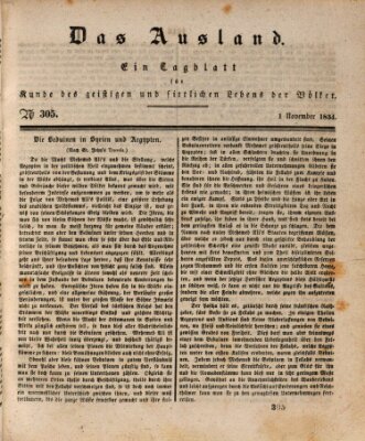 Das Ausland Samstag 1. November 1834