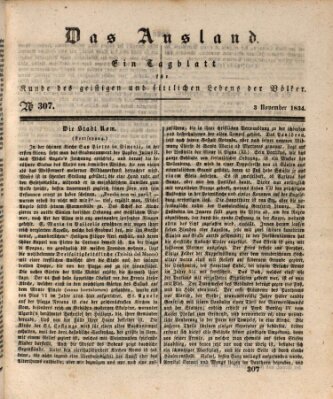 Das Ausland Montag 3. November 1834