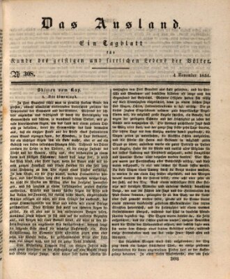 Das Ausland Dienstag 4. November 1834