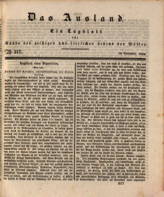 Das Ausland Donnerstag 13. November 1834