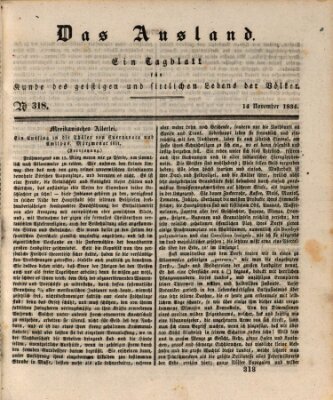 Das Ausland Freitag 14. November 1834