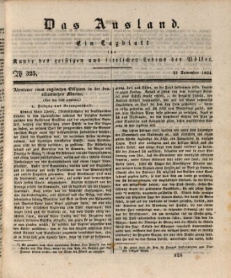 Das Ausland Freitag 21. November 1834