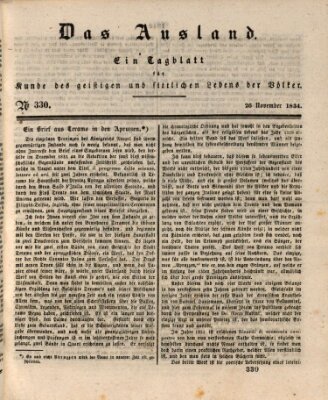 Das Ausland Mittwoch 26. November 1834