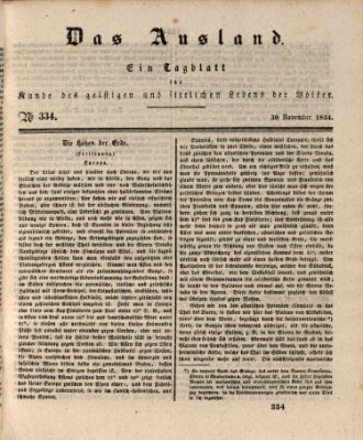 Das Ausland Sonntag 30. November 1834