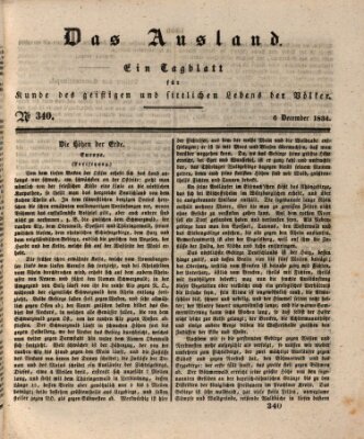 Das Ausland Samstag 6. Dezember 1834