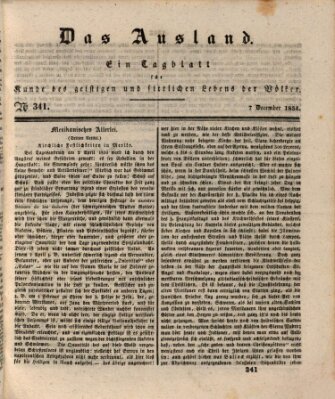 Das Ausland Sonntag 7. Dezember 1834