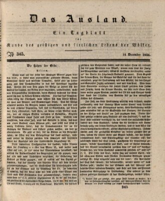 Das Ausland Donnerstag 11. Dezember 1834