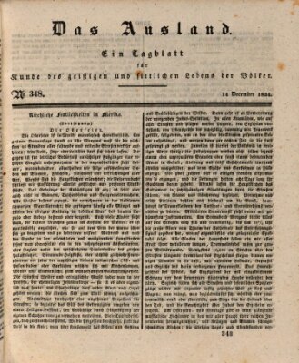 Das Ausland Sonntag 14. Dezember 1834