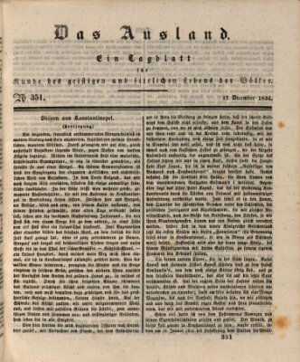 Das Ausland Mittwoch 17. Dezember 1834