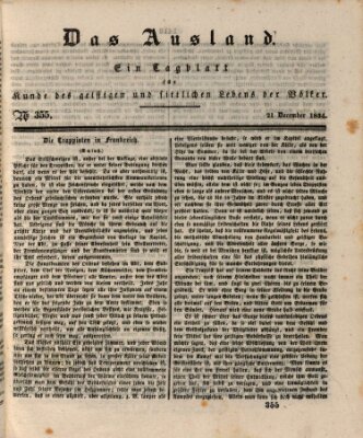 Das Ausland Sonntag 21. Dezember 1834