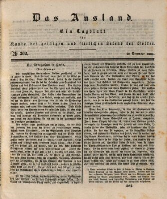 Das Ausland Sonntag 28. Dezember 1834