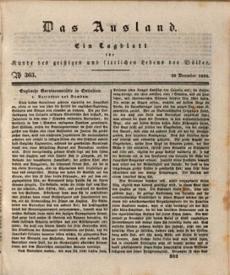 Das Ausland Montag 29. Dezember 1834