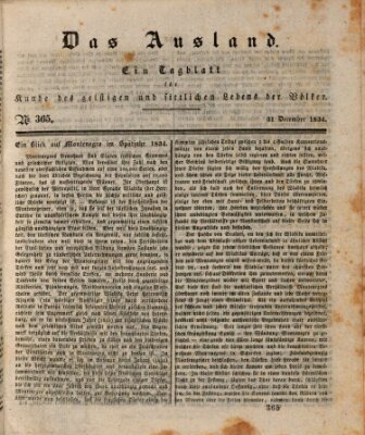 Das Ausland Mittwoch 31. Dezember 1834