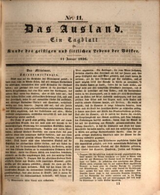 Das Ausland Montag 11. Januar 1836