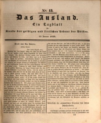 Das Ausland Mittwoch 13. Januar 1836