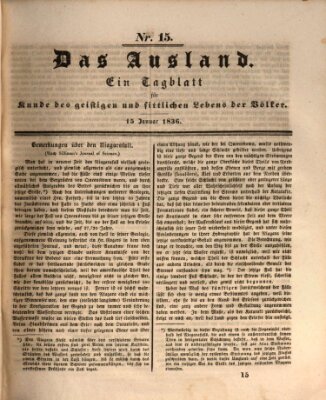 Das Ausland Freitag 15. Januar 1836