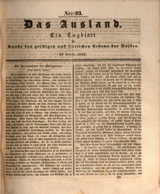 Das Ausland Samstag 23. Januar 1836