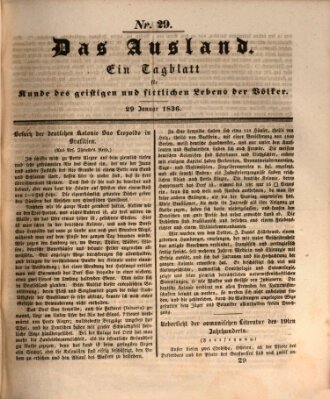 Das Ausland Freitag 29. Januar 1836